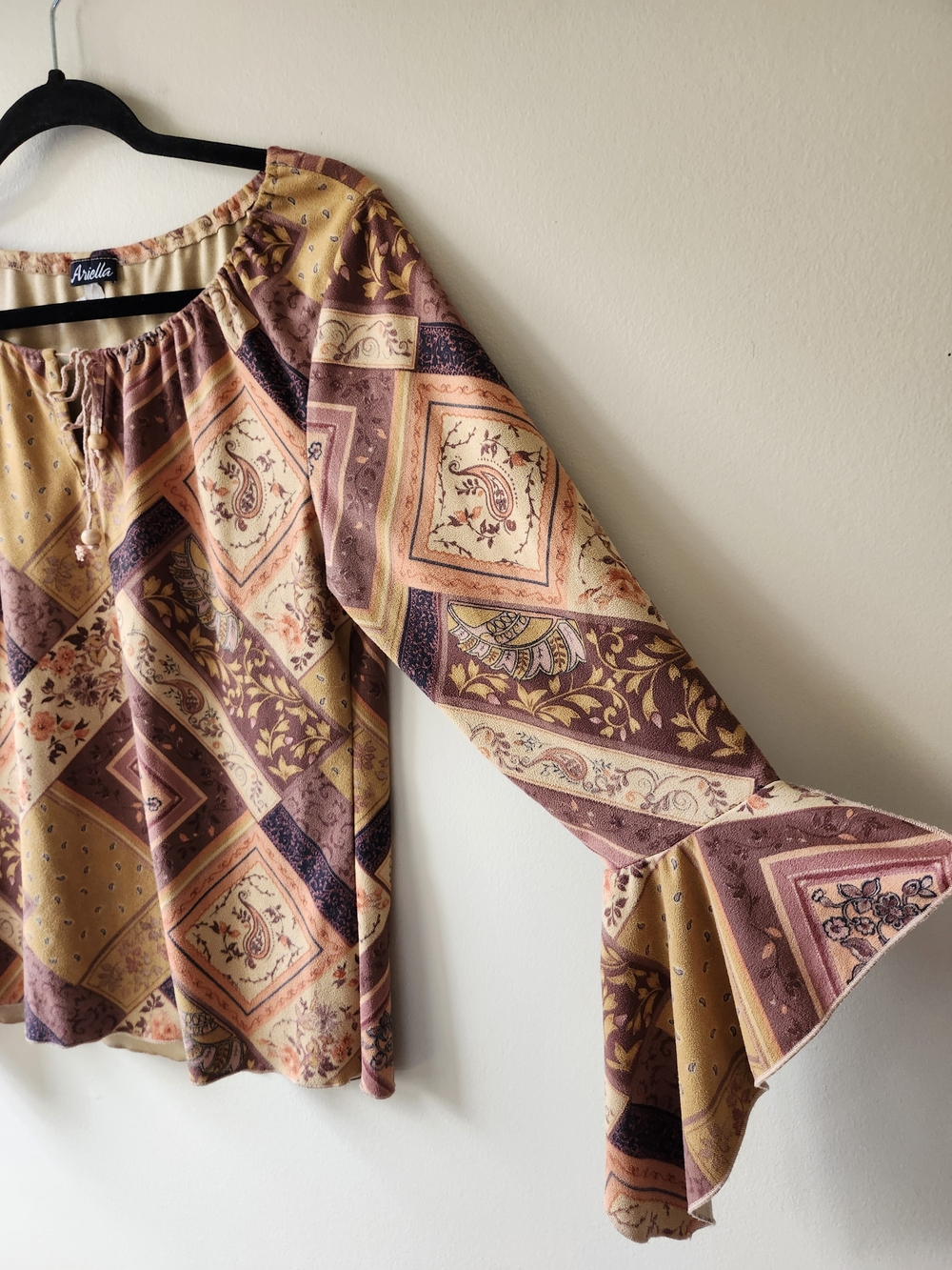 Boho Paisley Patchwork Peasant Top - Picture 4 of 9